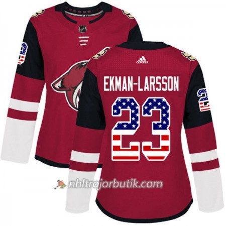 Dame Ishockey Arizona Coyotes Tröja Oliver Ekman-Larsson 23 Adidas 2017-2018 Röd USA Flag Fashion Authentic